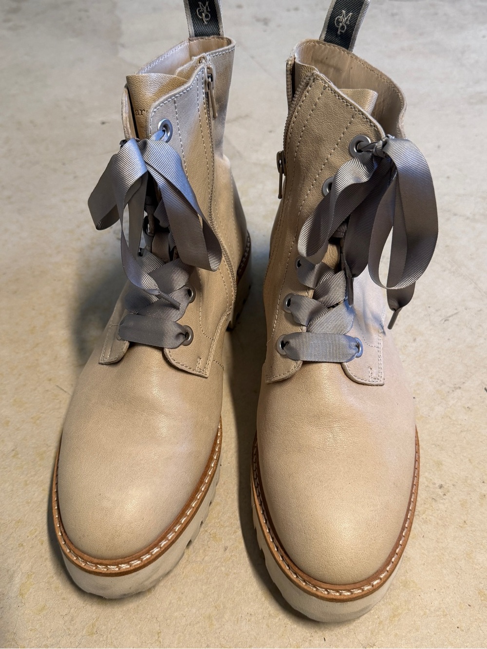 Womens Lace-Up Ankle Booties in Light Beige - Fashionable Comfort